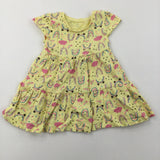 Rainbow-Corns Yellow Short Sleeve Dress - Girls 9-12 Months