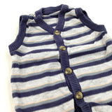 Navy, Grey & Peach Striped Lightweight Knitted Tank Top Cardigan - Boys 12-18 Months