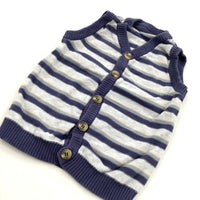 Navy, Grey & Peach Striped Lightweight Knitted Tank Top Cardigan - Boys 12-18 Months