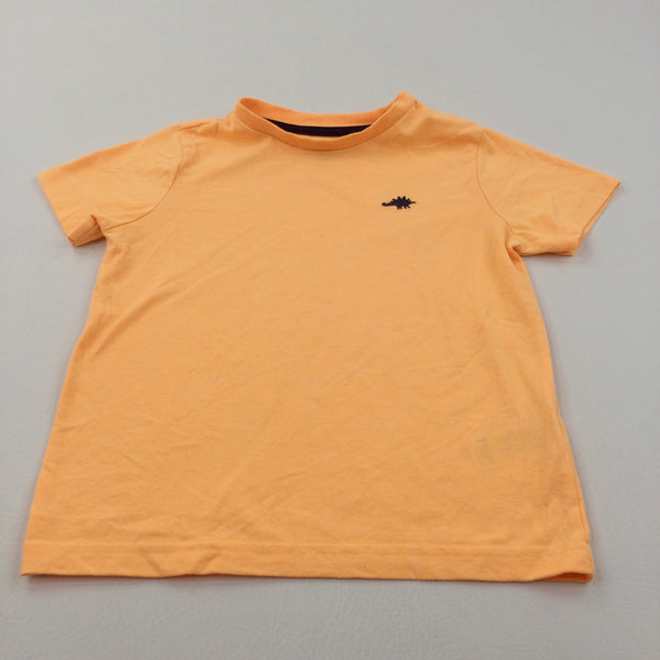 Dinosaur Motif Neon Orange T-Shirt - Boys 5-6 Years