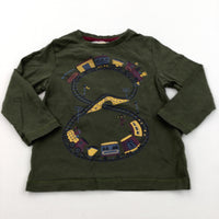 Train Track Dark Green Long Sleeve Top - Boys 12-18 Months