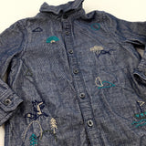 Boats Embroidered Navy Soft Touch Lined Shirt - Boys 12-18 Months