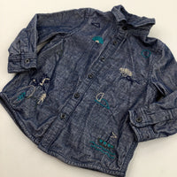 Boats Embroidered Navy Soft Touch Lined Shirt - Boys 12-18 Months