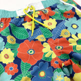 Colourful Flowers Blue Shorts - Boys 3-4 Years