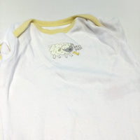 'Best Pals' Duck & Sheep Yellow & White Short Sleeve Bodysuit - Girls 0-3 Months