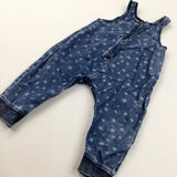Stars Blue Denim Effect Cotton Jumpsuit - Girls 12-18 Months