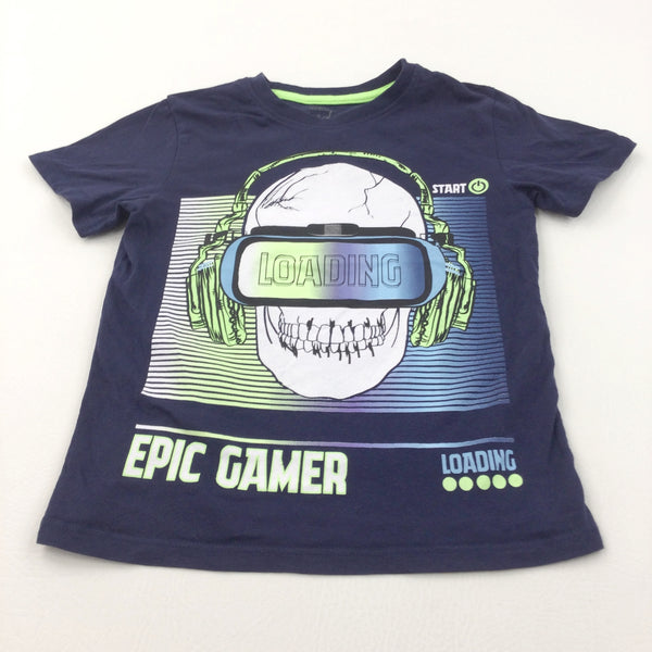 'Loading, Epic Gamer' Navy & Green T-Shirt - Boys 5-6 Years