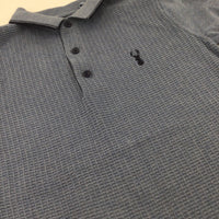 Stag Motif Blue Knitted Polo Shirt - Boys 8 Years