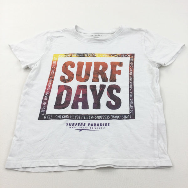 'Surf Days' White T-Shirt - Boys 5-6 Years