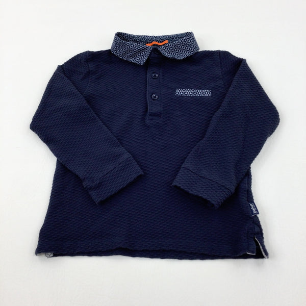 Navy Cotton Long Sleeve Top - Boys 3-4 Years