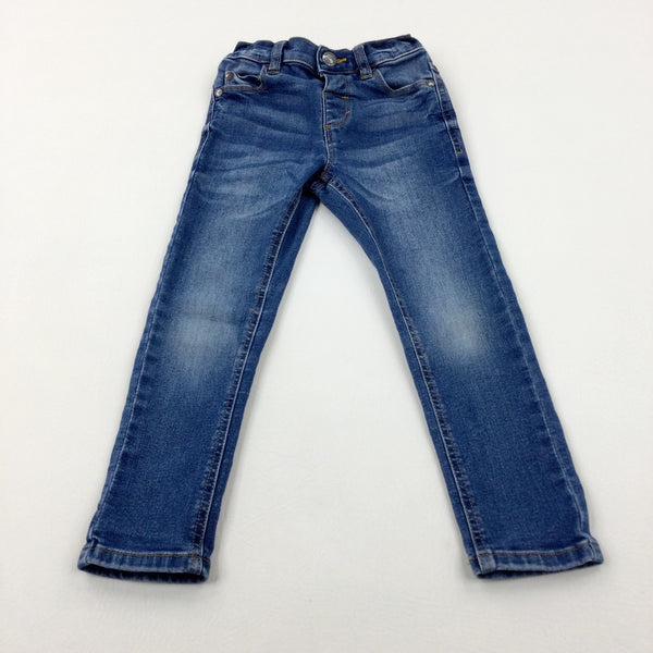 Blue Denim Jeans With Adjustable Waist - Boys 3-4 Years