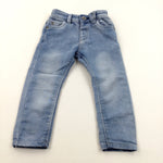 Light Blue Denim Jeans with Adjustable Waistband - Girls 12-18 Months