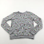 Colourful Unicorns Grey Lightweight Sweatshirt - Girls 8-10 Years