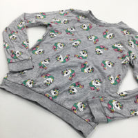 Colourful Unicorns Grey Lightweight Sweatshirt - Girls 8-10 Years