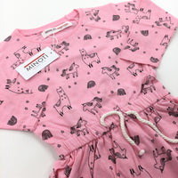 **NEW** Unicorn & Alpaca Black & Pink Dress - Girls 9-12 Months