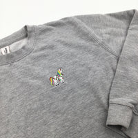 Unicorn Embroidered Grey Jumper - Girls 12-13 Years