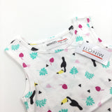 **NEW** Toucan & Leaves Colourful White Dress - Girls 9-12 Months