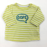 'Oops' Lime & White Stripe Long Sleeve Top - Boys 0-3 Months