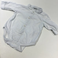 White Cotton Shirt Style Long Sleeve Bodysuit - Boys Newborn