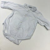 White Cotton Shirt Style Long Sleeve Bodysuit - Boys Newborn