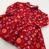 Flowers Red Cord Dress - Girls 12-18 Months