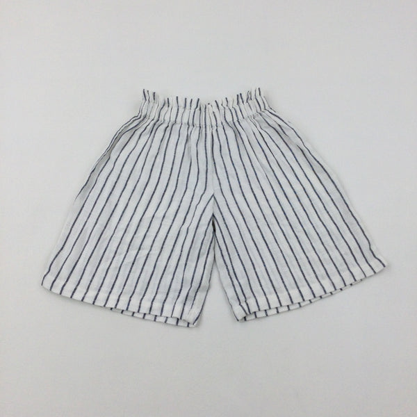 Navy & White Striped Shorts - Girls 3-4 Years