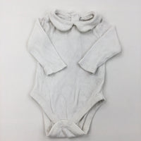 Collar White Long Sleeve Bodysuit - Girls 0-3 Months