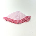 Pink Gingham Brim Cotton Sun Hat - Girls Newborn