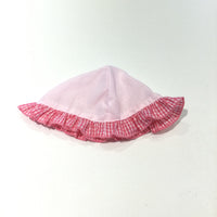 Pink Gingham Brim Cotton Sun Hat - Girls Newborn