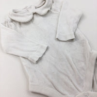 Collar White Long Sleeve Bodysuit - Girls 0-3 Months