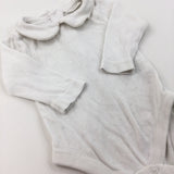 Collar White Long Sleeve Bodysuit - Girls 0-3 Months