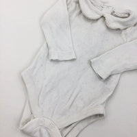 Collar White Long Sleeve Bodysuit - Girls 0-3 Months