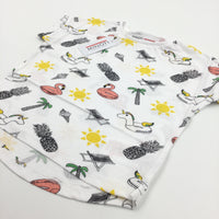 **NEW** Flamingo Unicorn Pineapple Etc White T-Shirt - Girls 12-18 Months