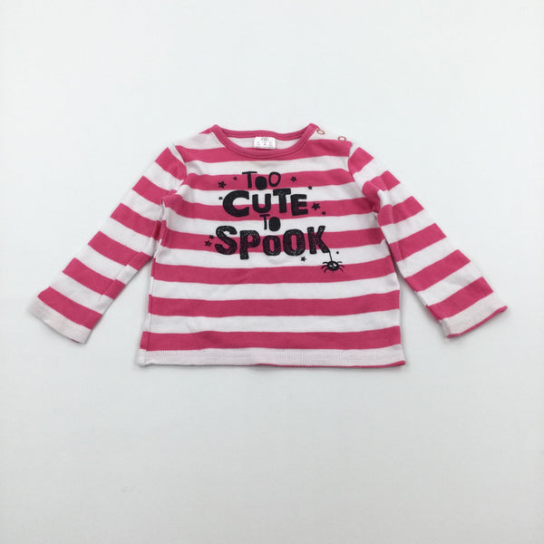 Pink & White Striped Top - Girls 6-9 Months - Halloween