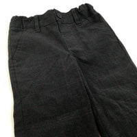 Dark Grey & Red Checked Smarty Trousers with Adjustable Waistband - Boys 18-24 Months
