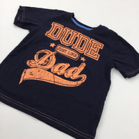 'Dude Just Like Dad' Neon Orange & Navy T-Shirt - Boys 5-6 Years