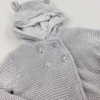 Light Grey Knitted Cardigan Hoodie with Ears - Boys/Girls 6-9 Months