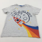 'My Dad Is Out Of This World' Rocket Colourful Grey T-Shirt - Boys 5-6 Years