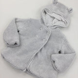 Light Grey Knitted Cardigan Hoodie with Ears - Boys/Girls 6-9 Months
