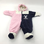 Pink, Cream & Navy Padded Pramsuit - Girls 0-3 Months