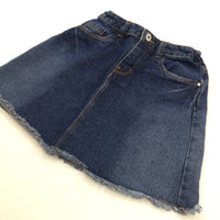 Dark Blue Denim Skirt with Adjustable Waistband - Girls 9-10 Years