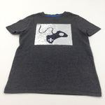 'Paused My Game To Be Here' Sequin Flip Grey T-Shirt - Boys 6-7 Years