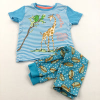 'Giraffe' Blue Pyjamas - Boys/Girls 18-24 Months