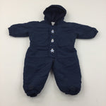 Teddy Embroidered Navy Pramsuit - Boys 6-9 Months