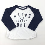 'Happy Little One' Navy & White Long Sleeve Top - Boys 3-6 Months