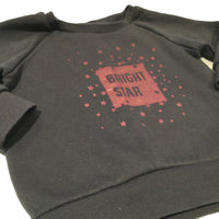 'Bright Star' Glittery Stars Charcoal Grey Sweatshirt - Girls 9-12 Months