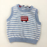 Bus Embroidered Blue & White Stripe Tank Top - Boys 3-6 Months