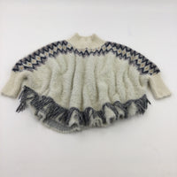 Cream Fluffy Poncho - Girls 9 Years