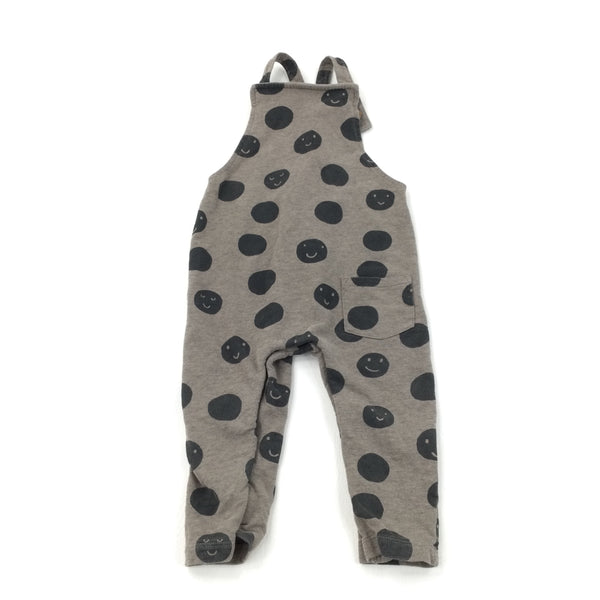 Faces Brown & Black Spotty Dungrees - Boys/Girls 12-18 Months