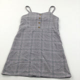 Black, Pink & White Checked Lightweight Pinafore Dress - Girls 10-11 Years